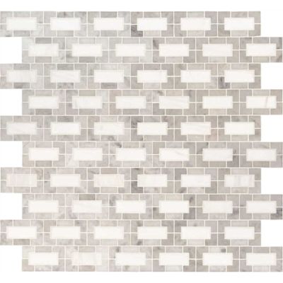 MSI Bianco Dolomite 11 in. x 12. in. Polished Marble Mesh-Mounted Mosaic Floor and Wall Tile (10 sq. ft./Case)