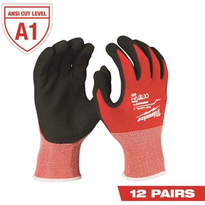 Milwaukee X-Large Red Nitrile Level 1 Cut Resistant Dipped Work Gloves (12-Pack)