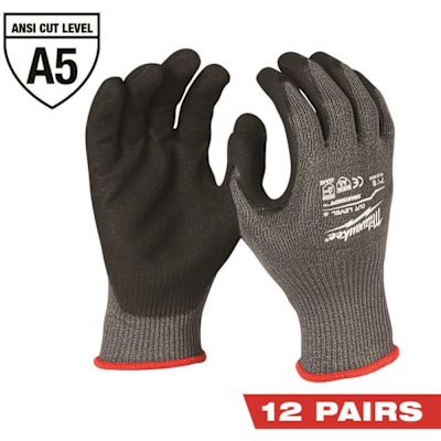 Milwaukee Small Gray Nitrile Level 5 Cut Resistant Dipped Work Gloves (12-Pack)
