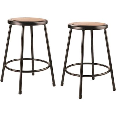 National Public Seating 24 in. Black Heavy-Duty Steel Stool (2-Pack)