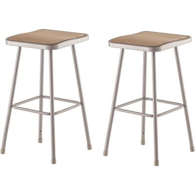 National Public Seating 30 in. Grey Heavy-Duty Square Seat Steel Stool (2-Pack)