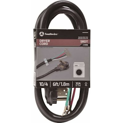 Southwire 6 ft. 10/4 Round Dryer Cord in Black