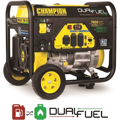 Champion Power Equipment 7850/6250-Watt Gasoline and Propane Powered Dual Fuel Portable Generator with CO Shield