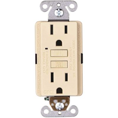 Faith 15 Amp 125-Volt GFCI Duplex Outlet, GFI Receptacle with Indicator Light, Wall Plate Included, Ivory (10-Pack)