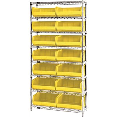 QUANTUM STORAGE SYSTEMS Giant Open Hopper 36 in. x 14 in. x 74 in. Wire Chrome Heavy Duty 8-Tier Industrial Shelving Unit
