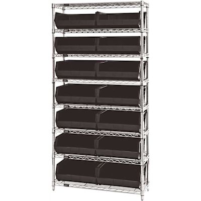 QUANTUM STORAGE SYSTEMS Giant Open Hopper 36 in. x 14 in. x 74 in. Wire Chrome Heavy Duty 8-Tier Industrial Shelving Unit