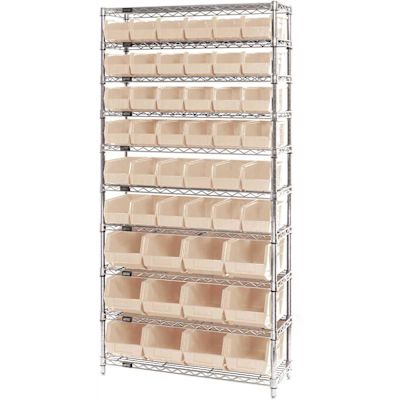 QUANTUM STORAGE SYSTEMS Giant Open Hopper 36 in. x 14 in. x 74 in. Wire Chrome Heavy Duty 10-Tier Industrial Shelving Unit
