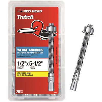 Red Head 1/2 in. x 5-1/2 in. Zinc-Plated Steel Hex Nut-Head Concrete Wedge Anchors (25-Pack)