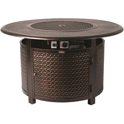 Fire Sense Weyland 44 in. x 24 in. Round Aluminum Propane Fire Pit Table in Antique Bronze