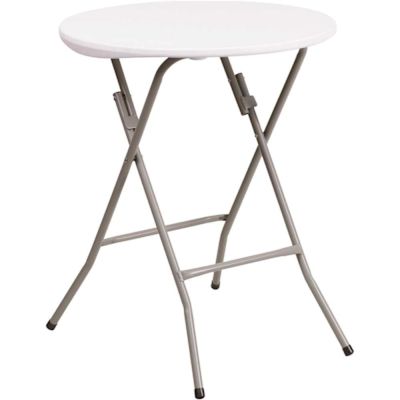 Carnegy Avenue 24 in. Granite White Plastic Tabletop Metal Frame Folding Table