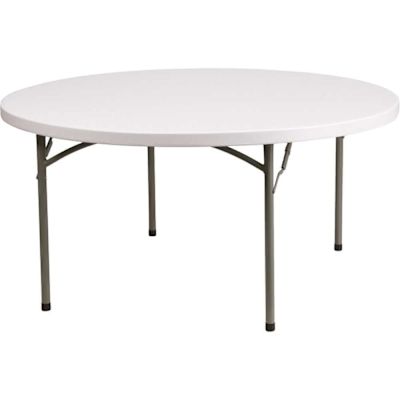 Carnegy Avenue Elon 59.75 in. L Round Granite White Plastic Top Folding Table with 5 ft.