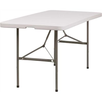 Carnegy Avenue 60 in. Granite White Plastic Tabletop Metal Frame Folding Table