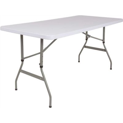 Carnegy Avenue 59.25 in. Granite White Plastic Tabletop Metal Frame Folding Table