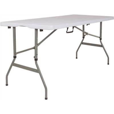 Carnegy Avenue 60 in. Granite White Plastic Tabletop Metal Frame Folding Table