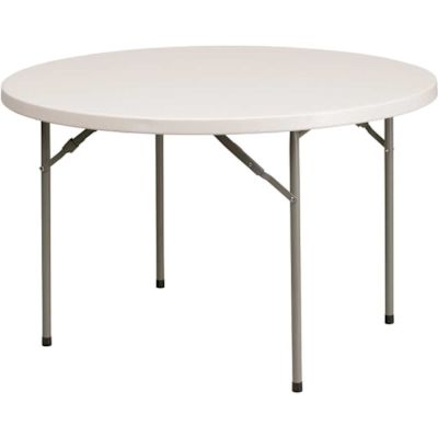 Carnegy Avenue White Kathryn 4 ft. Round Plastic Folding Event Table for Trade Shows, Portable Event Banquet Table