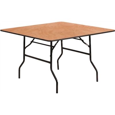 Natural 48 in. Square All-Occasion Wood Folding Event Table, Foldable Square Portable Banquet Table with Wooden Top