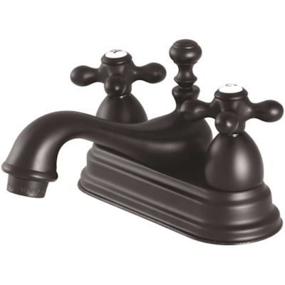 Kingston Brass Restoration 4 in. Centerset 2-Handle Bathroom Faucet in Matte Black