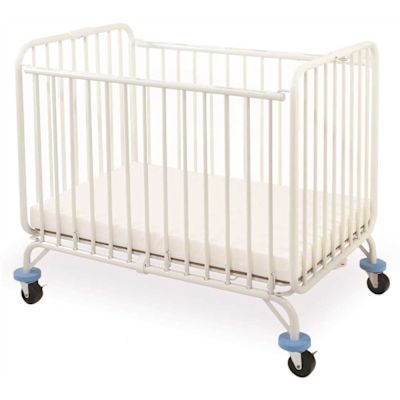 LA Baby Deluxe Holiday Mini/Portable White Folding Metal Crib