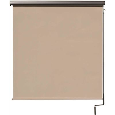 SeaSun Coronado Tan Cordless Outdoor Patio Roller Shade with Valance 84 in. W x 96 in. L