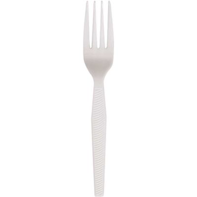 PrimeSource Medium Weight White Polypropylene Fork Wrapped (1000 per Case)