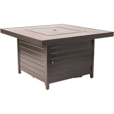Fire Sense Langhorne 40 in. x 24 in. Square Aluminum LPG Fire Pit in Antique Bronze