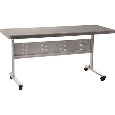 National Public Seating 60 in. Charcoal Plastic Folding Flip-N-Store Training Table