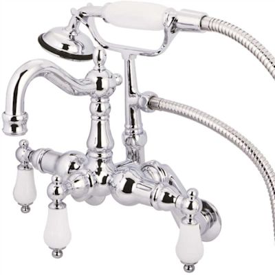 Kingston Brass Victorian Adjustable Center 3-Handle Claw Foot Tub Faucet with Handshower in Chrome