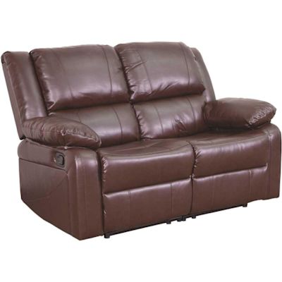 Carnegy Avenue 64 in. Brown Leather Faux Leather 2-Seat Loveseat with Flared Arms