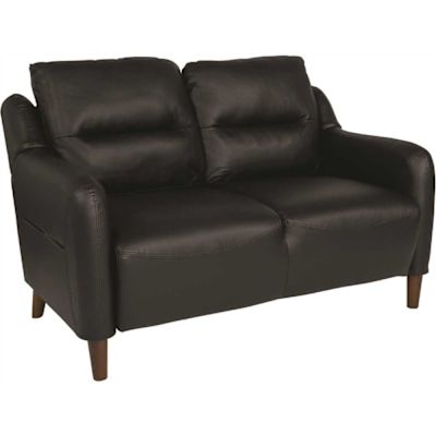 Carnegy Avenue 53.8 in. Black Faux Leather 2-Seater Loveseat with Wood Legs