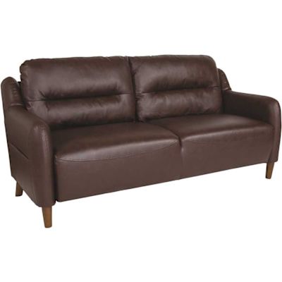 Carnegy Avenue 70 in. Brown Faux Leather 3-Seater Bridgewater Sofa with Round Arms