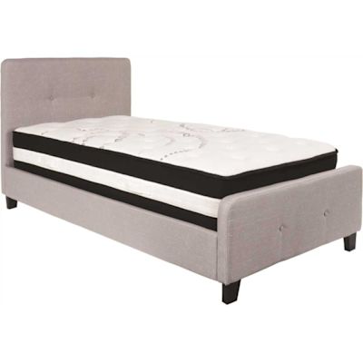 Carnegy Avenue Light Gray Twin Platform Bed and Mattress Set