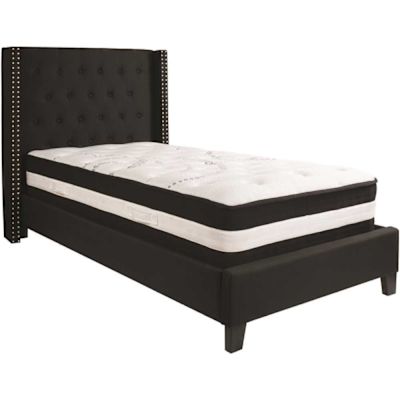 Carnegy Avenue Black Twin Platform Bed and Mattress Set