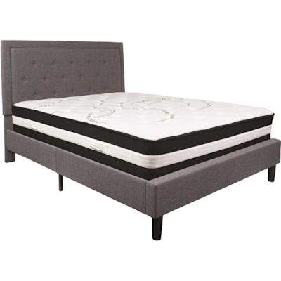 Flash Furniture Light Gray Queen Platform Bed and Mattress Set