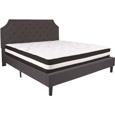 Flash Furniture Dark Gray King Platform Bed and Mattress Set
