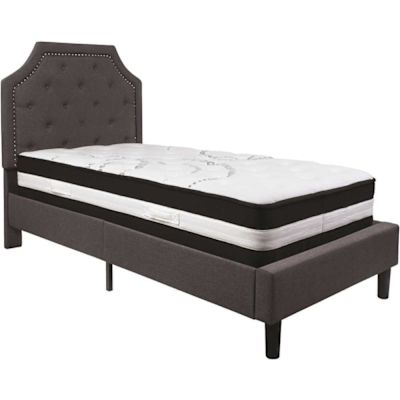 Flash Furniture Dark Gray Twin Platform Bed and Mattress Set
