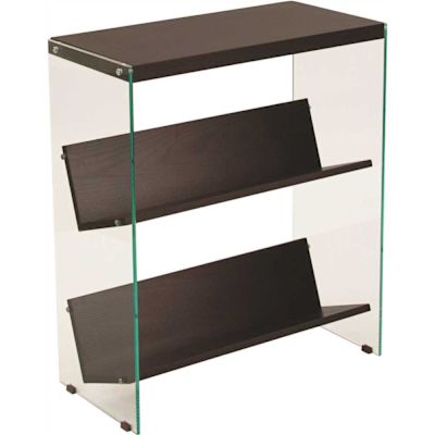 Carnegy Avenue 28 in. Dark Ash Glass 3-shelf Standard Bookcase with Open Back