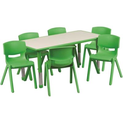 Carnegy Avenue 7-Piece Rectangle Metal Top Table and Chair Set in Green