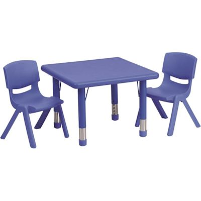 Carnegy Avenue 3-Piece Square Metal Top Table and Chair Set in Blue