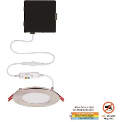 Ultra Slim Integrated LED 4 in Round Adj Color Temp Canless Recessed Light for Kitchen Bath Living rooms, White