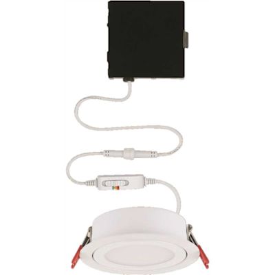 Slim Directional Integrated LED 4 in Round Adj Color Temp Canless Recessed Light for Kitchen Bath Living rooms, White