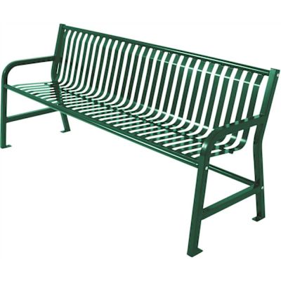 Plaza 8 ft. Green Steel Strap Bench with Back