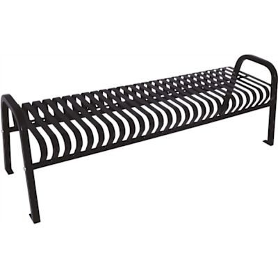 Plaza 4 ft. Black Steel Strap Bench without Back
