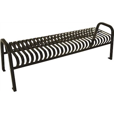 Plaza 8 ft. Matte Black Steel Strap Bench without Back