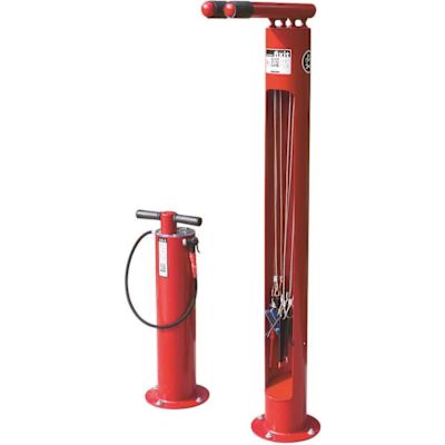 Deep Red Bike Repair Stand with Heavy-Duty Air Pump