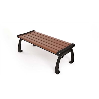 Heritage 4 ft. Brown Planks with Black Frame Backless Recycled Plastic Bench
