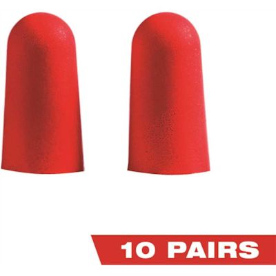 Milwaukee Red Disposable Earplugs (10-Pack) with 32 dB Noise Reduction Rating