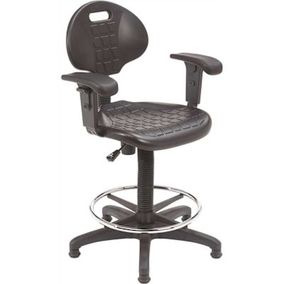 National Public Seating 48 in. Black Kangaroo Stool Polyurethane Seat and Backrest Stool with Arms