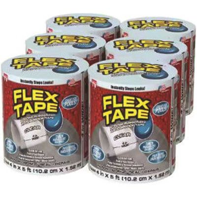 FLEX SEAL FAMILY OF PRODUCTS Flex Tape Pool Clear 4 in. x 5 ft. Strong Rubberized Waterproof Tape (6-Piece)