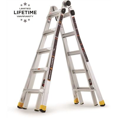 Gorilla Ladders 22 ft. Reach MPXA Aluminum Multi-Position Ladder with Project Bucket, 300 lbs. Load Capacity
