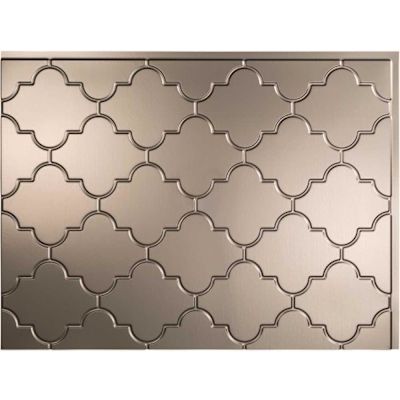 Fasade Monaco 24.25 in. x 18.25 in. Vinyl Backsplash in Brushed Nickel